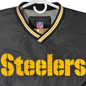 Glll Apparel Pittsburgh Steelers NFL V-Neck Pullover Jacket Mens L Black Yellow